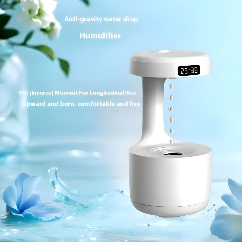 600ml Anti-Gravity Cool Mist Humidifier With Clock & Aroma Diffuser For Office And Bedroom