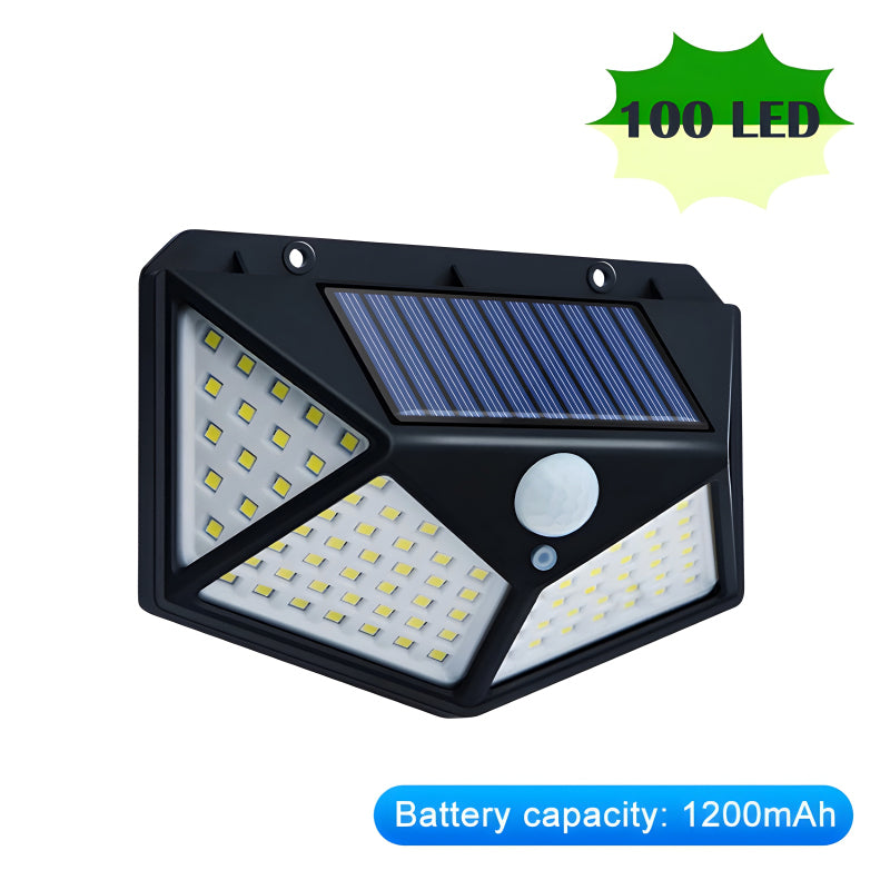 100 LEDs Rechargeable Motion Sensor Solar Interaction Waterproof Wall Lamp