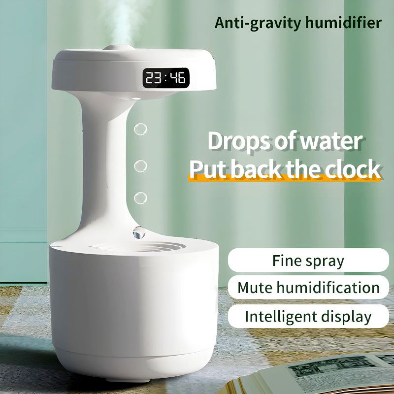 600ml Anti-Gravity Cool Mist Humidifier With Clock & Aroma Diffuser For Office And Bedroom