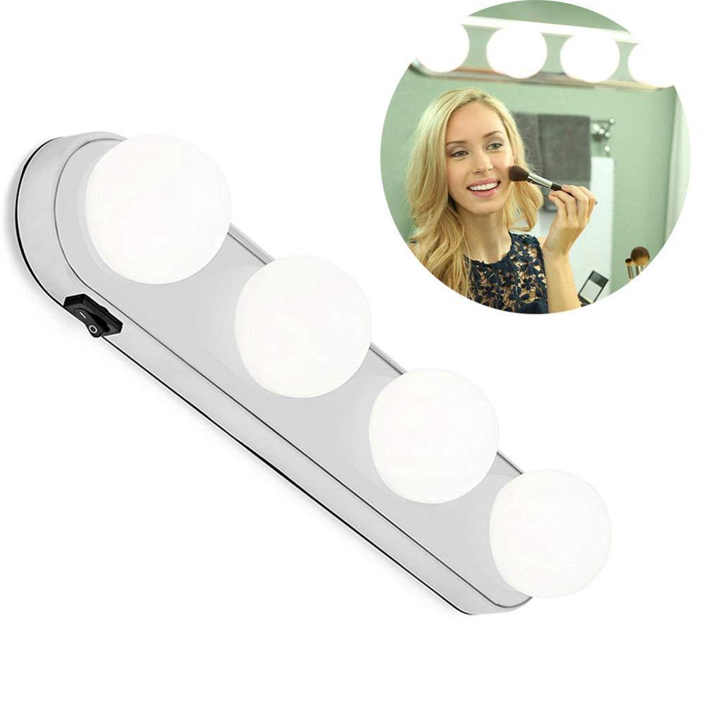 Portable LED Mirror Light 4 Bulb Makeup Night Light Vanity Light Easy Installed Makeup Studio Lamp