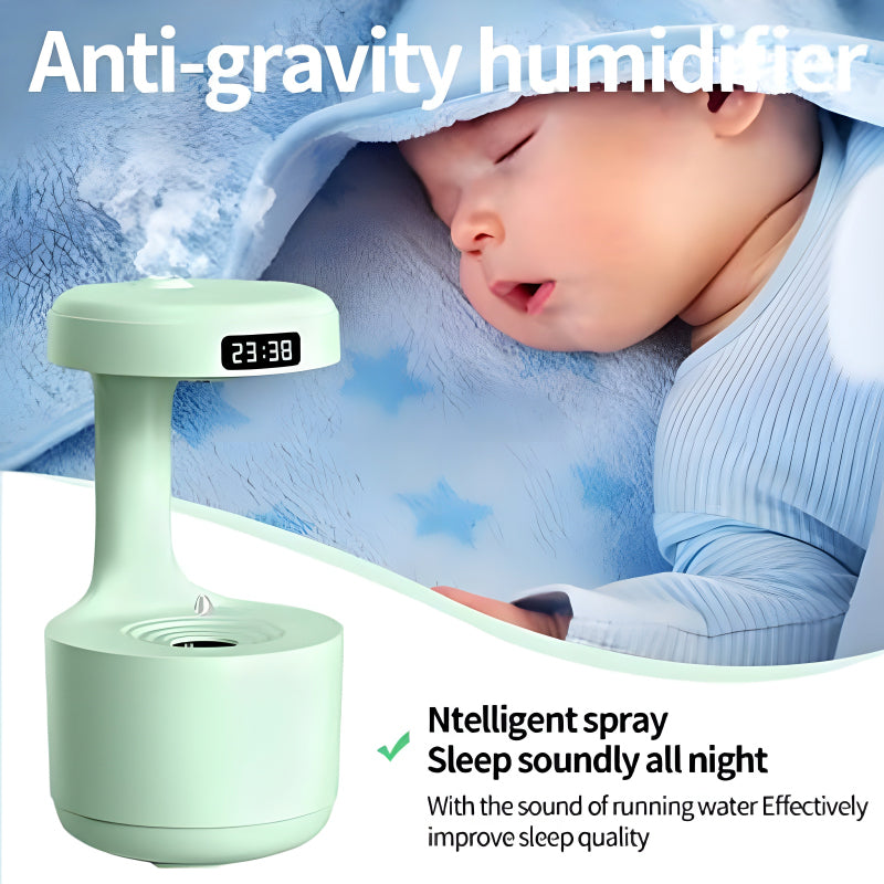 600ml Anti-Gravity Cool Mist Humidifier With Clock & Aroma Diffuser For Office And Bedroom