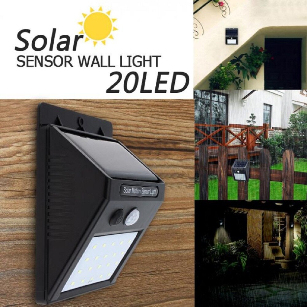 20 LED Waterproof Solar Power Motion Sensor Wall Light Outdoor Garden