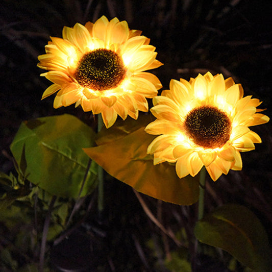 Pack Of 2 Waterproof Sunflower Solar Decorative Lights For Outdoor Garden And Lawn