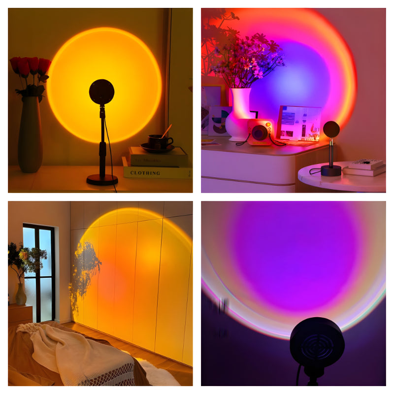 High-Efficiency USB Sunset Projector with 16-Color LED & Remote