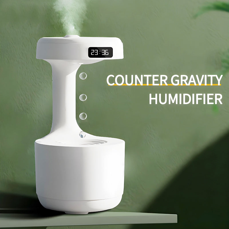 600ml Anti-Gravity Cool Mist Humidifier With Clock & Aroma Diffuser For Office And Bedroom