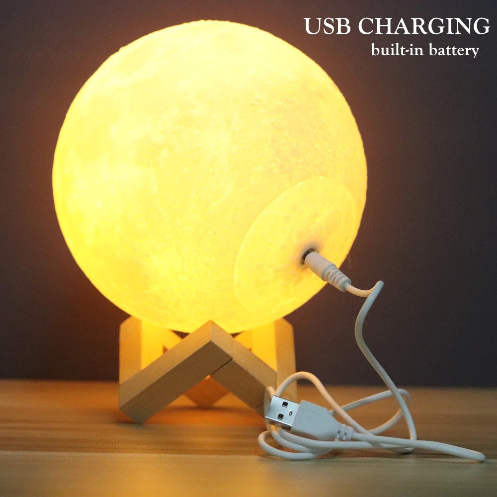 Moon Lamp 3D Print Moonlight LED Rechargeable Table Desk Lamp 12CM With Remote