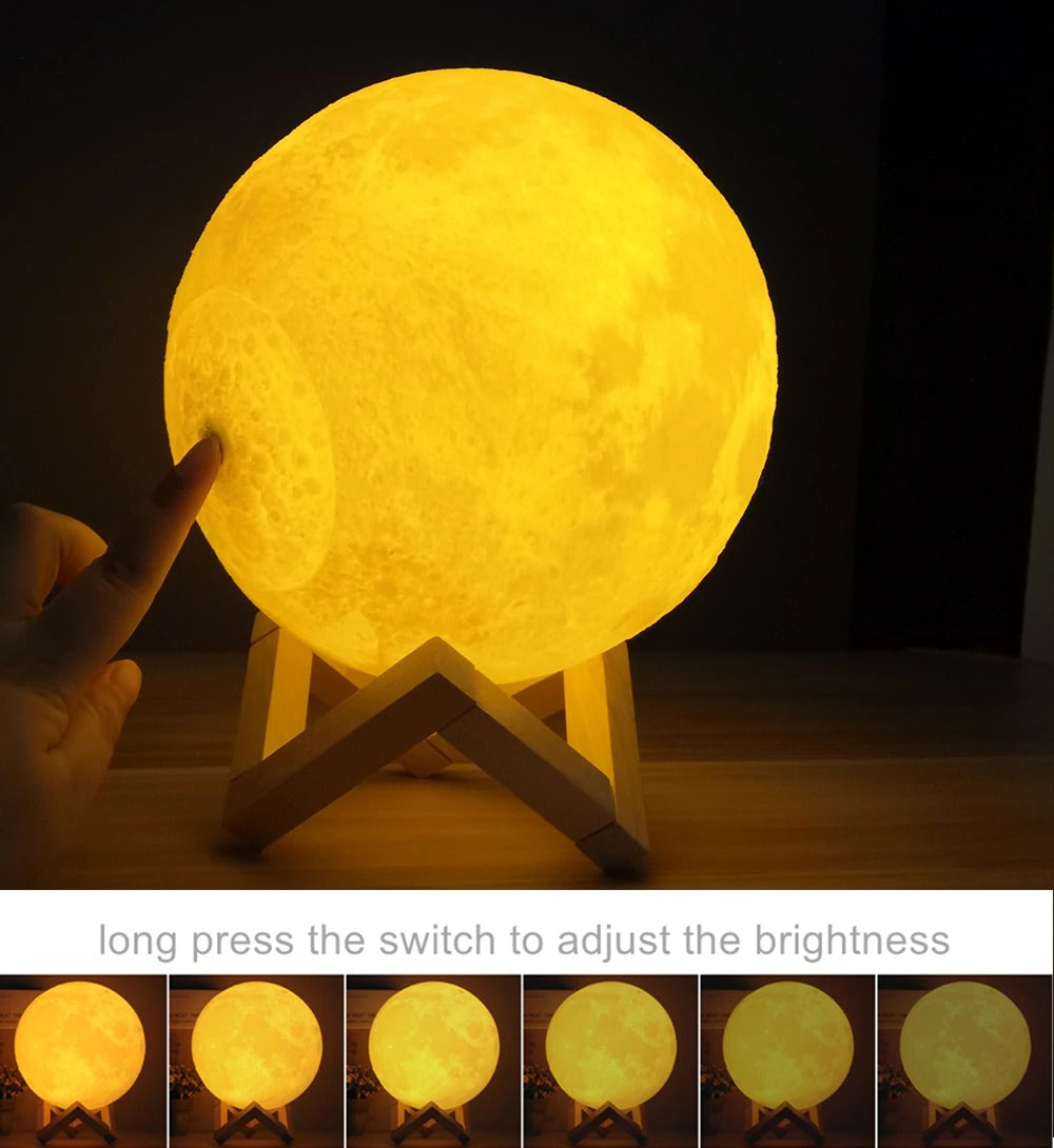 Moon Lamp 3D Print Moonlight LED Rechargeable Table Desk Lamp 12CM With Remote