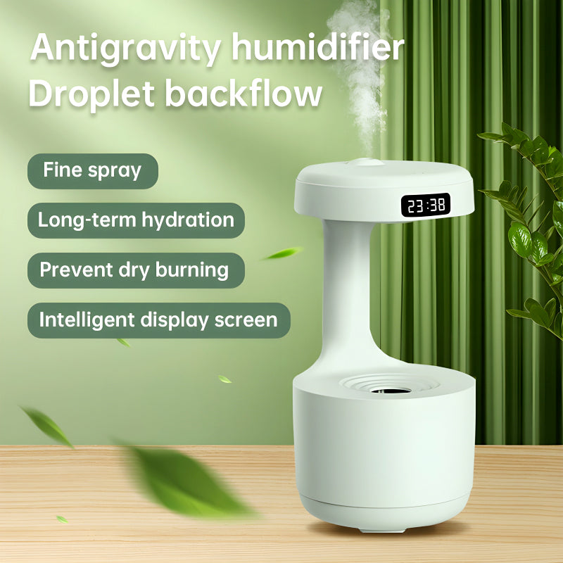 600ml Anti-Gravity Cool Mist Humidifier With Clock & Aroma Diffuser For Office And Bedroom