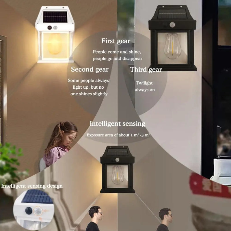 BK-888 Mini Waterproof Solar Interaction Wall Lamp With Motion Sensor Security Light, Featuring 3 Lighting Levels