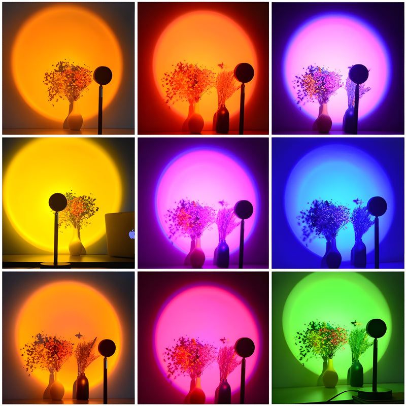 High-Efficiency USB Sunset Projector with 16-Color LED & Remote