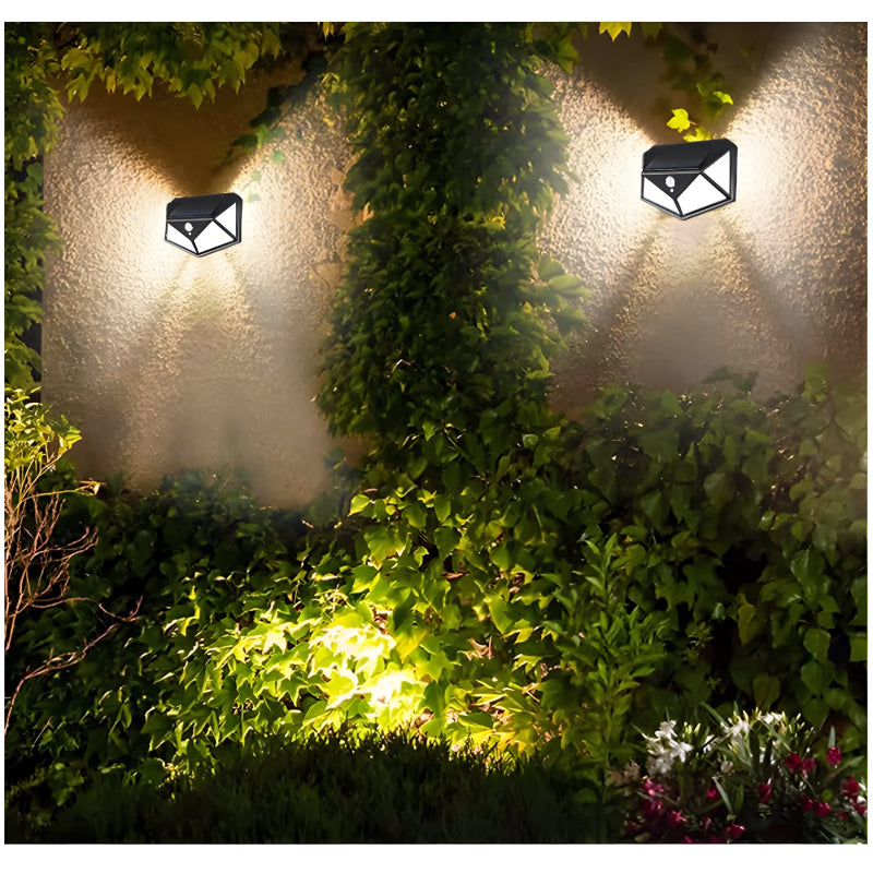 100 LEDs Rechargeable Motion Sensor Solar Interaction Waterproof Wall Lamp