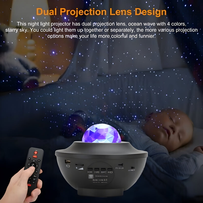 Compact Multi-Functional LED Galaxy Projector Light With Built-In Bluetooth Speaker – Portable Mini Design